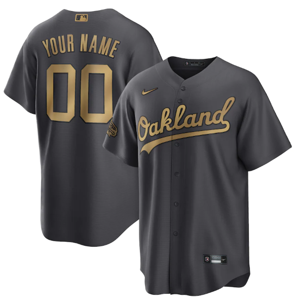 Men's Oakland Athletics Active Player Custom 2022 All-Star Charcoal Cool Base Stitched Baseball Jersey
